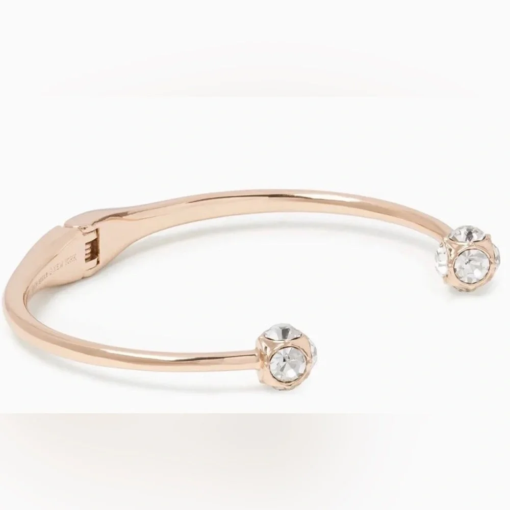 Kate Spade Lady Marmalade Rose Gold CZ Hinged Cuff Bracelet W/ Pouch - Picture 1 of 5